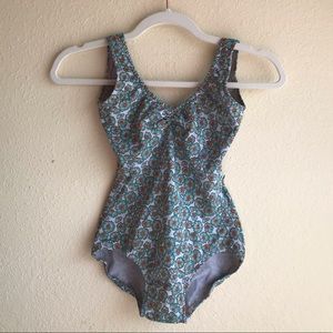 LuckyLeo Leotard, Floral Pattern Moon Style, Adult Small